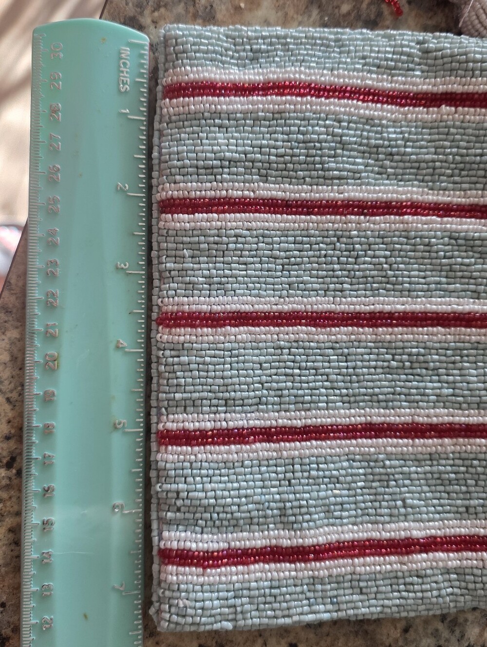 Handmade Beaded Stripe Clutch - Light Blue & Pink - Picture 4 of 5